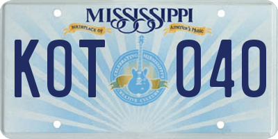MS license plate KOT040