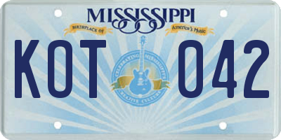 MS license plate KOT042
