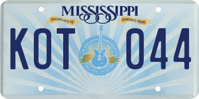 MS license plate KOT044