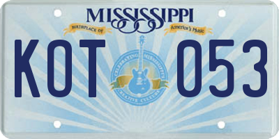 MS license plate KOT053