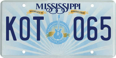 MS license plate KOT065