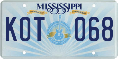 MS license plate KOT068