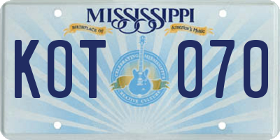 MS license plate KOT070