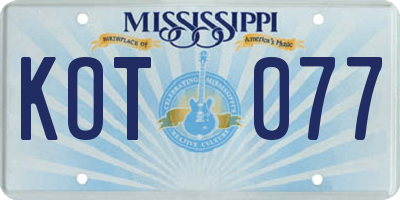 MS license plate KOT077