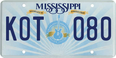 MS license plate KOT080