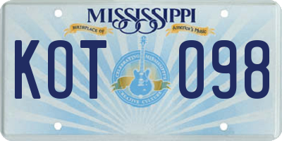 MS license plate KOT098
