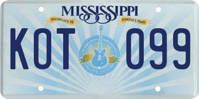MS license plate KOT099