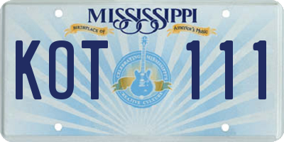 MS license plate KOT111