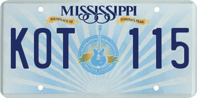 MS license plate KOT115