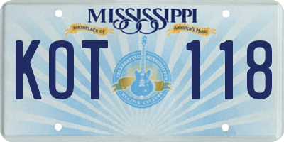 MS license plate KOT118