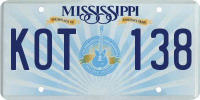 MS license plate KOT138