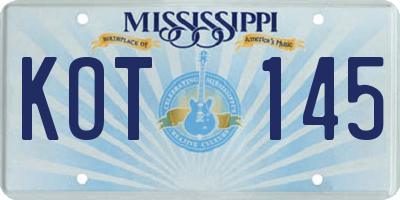 MS license plate KOT145