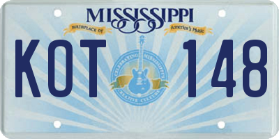 MS license plate KOT148