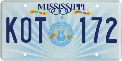 MS license plate KOT172