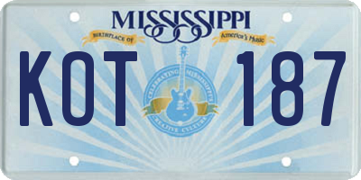 MS license plate KOT187