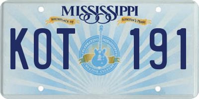 MS license plate KOT191