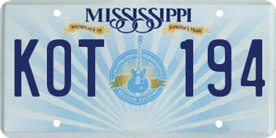 MS license plate KOT194