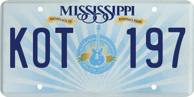 MS license plate KOT197