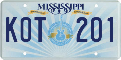 MS license plate KOT201