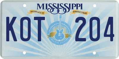 MS license plate KOT204