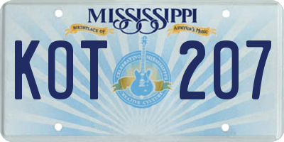 MS license plate KOT207