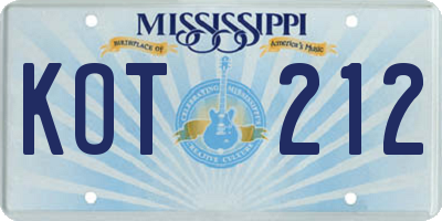 MS license plate KOT212
