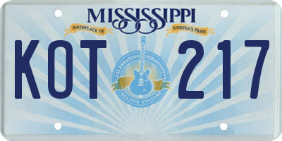 MS license plate KOT217