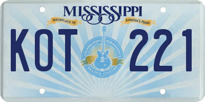 MS license plate KOT221