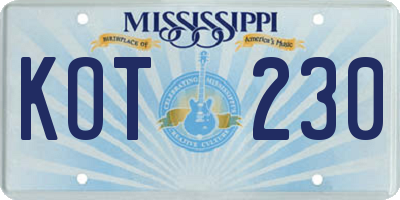 MS license plate KOT230
