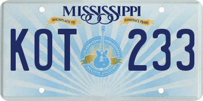 MS license plate KOT233