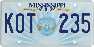 MS license plate KOT235