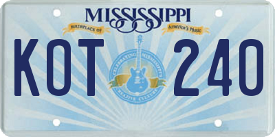 MS license plate KOT240