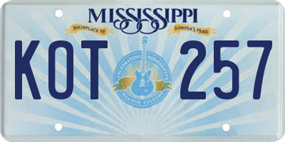 MS license plate KOT257