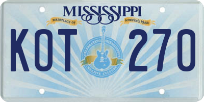 MS license plate KOT270