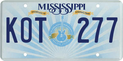 MS license plate KOT277