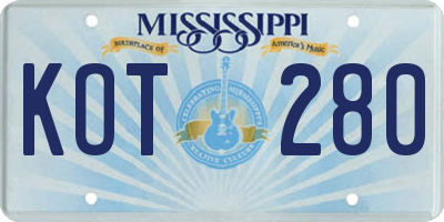 MS license plate KOT280
