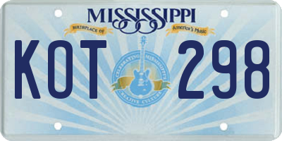 MS license plate KOT298