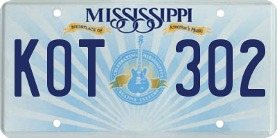 MS license plate KOT302