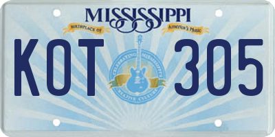 MS license plate KOT305