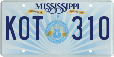 MS license plate KOT310