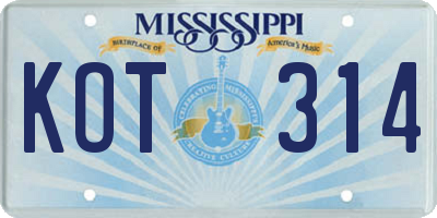 MS license plate KOT314