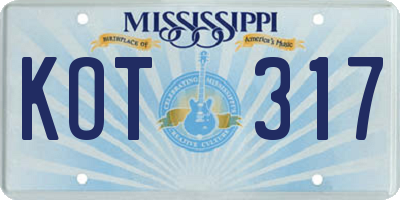 MS license plate KOT317
