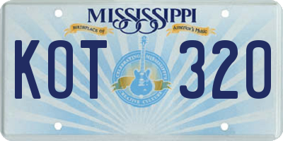 MS license plate KOT320