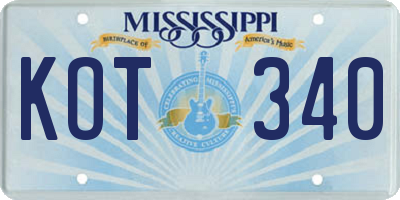 MS license plate KOT340