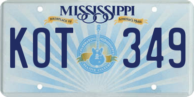 MS license plate KOT349