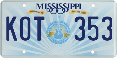 MS license plate KOT353
