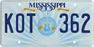 MS license plate KOT362