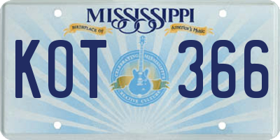 MS license plate KOT366