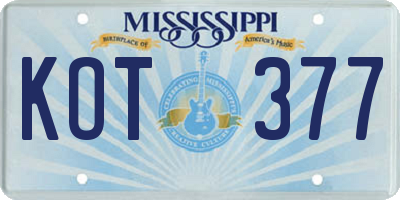 MS license plate KOT377