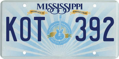 MS license plate KOT392